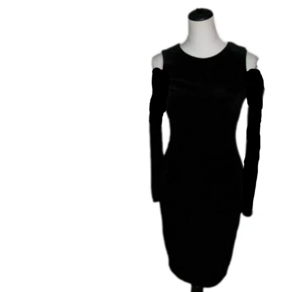 New Calvin Klein Black Cold Shoulder Dress Size 2 - Picture 3 of 5